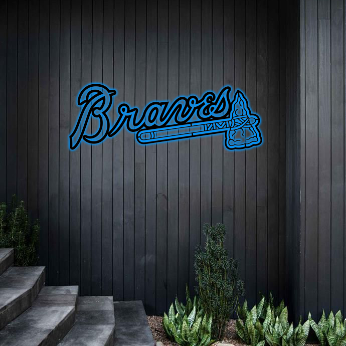 MLB Atlanta Braves Logo RGB Led Lights Metal Wall Art