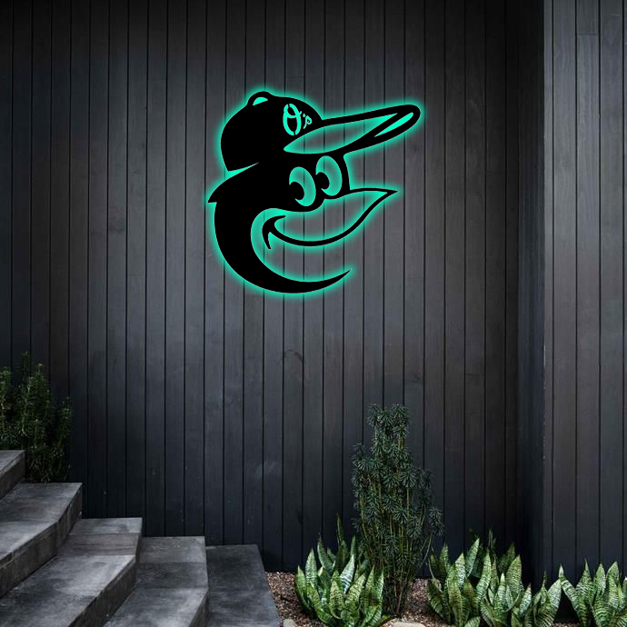 MLB Baltimore Orioles Logo RGB Led Lights Metal Wall Art
