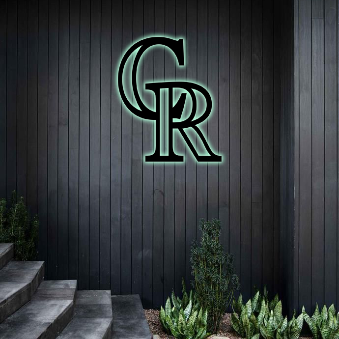 MLB Colorado Rockies Logo RGB Led Lights Metal Wall Art