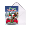 PresentsPrints, Merry Woofmas Peeking Dogs On Christmas Truck Personalized Postcard