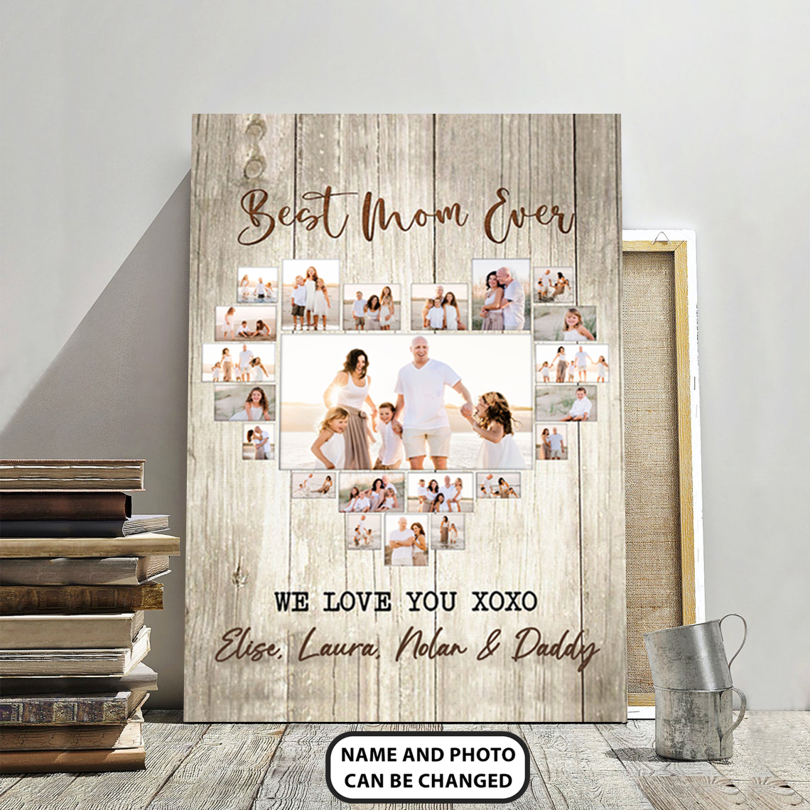PresentsPrints, Best Mom ever, We love you xoxo, Personalized Canvas, Mother's Day Gift