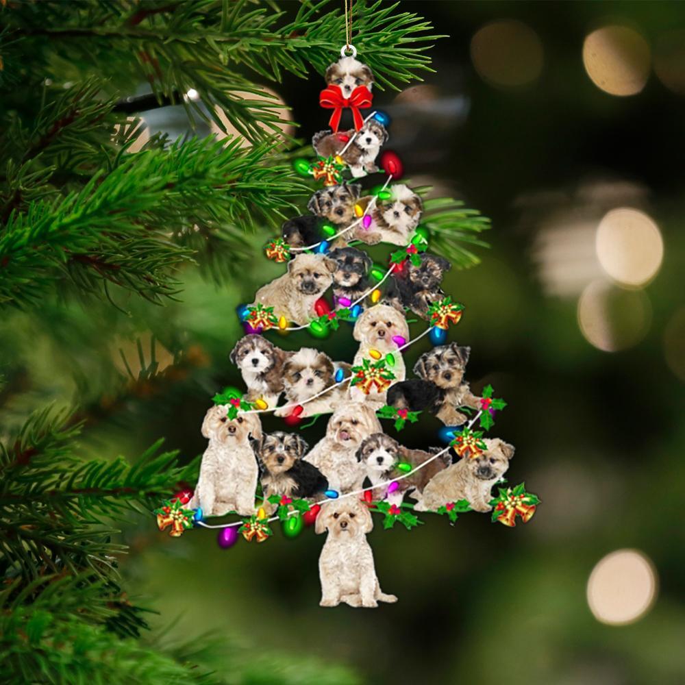 Morkie-Christmas Tree Lights-Two Sided Ornament