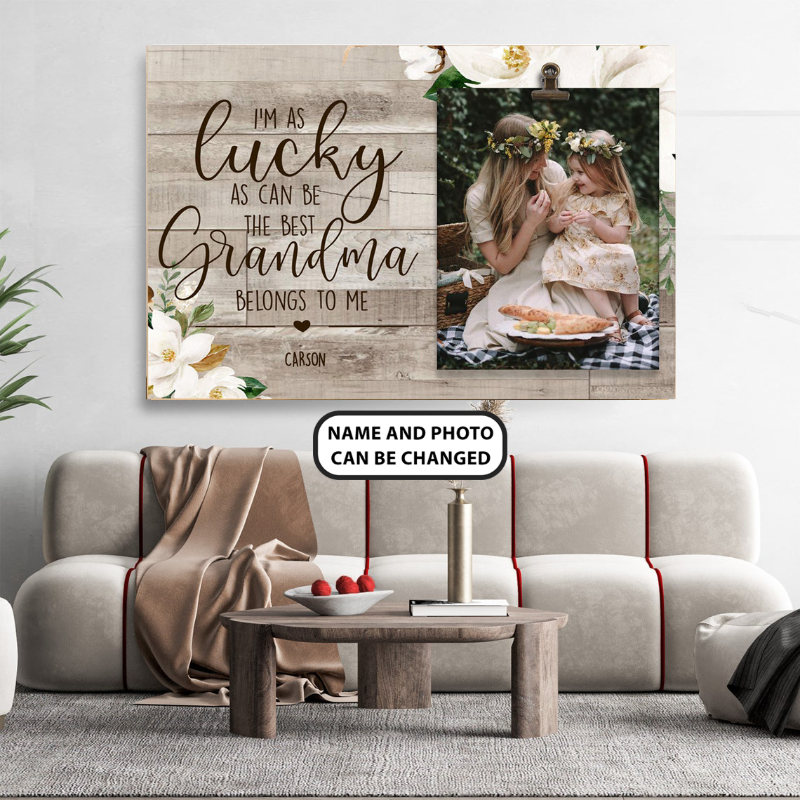 PresentsPrints, Mothers, I'm as lucky as can be the best Grandma belongs to me, Personalized Canvas, Mother's Day Gift