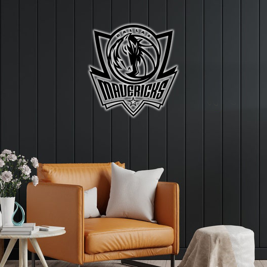 NBA Dallas Mavericks Logo RGB Led Lights Metal Wall Art