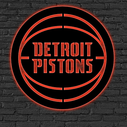 NBA Detroit Pistons Logo RGB Led Lights Metal Wall Art