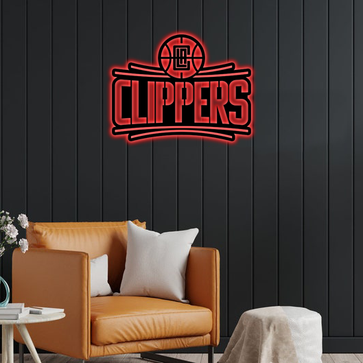 NBA Los Angeles Clippers Logo RGB Led Lights Metal Wall Art