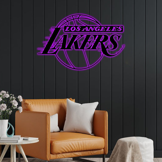 NBA Los Angeles Lakers Logo RGB Led Lights Metal Wall Art