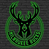 NBA Milwaukee Bucks Logo RGB Led Lights Metal Wall Art