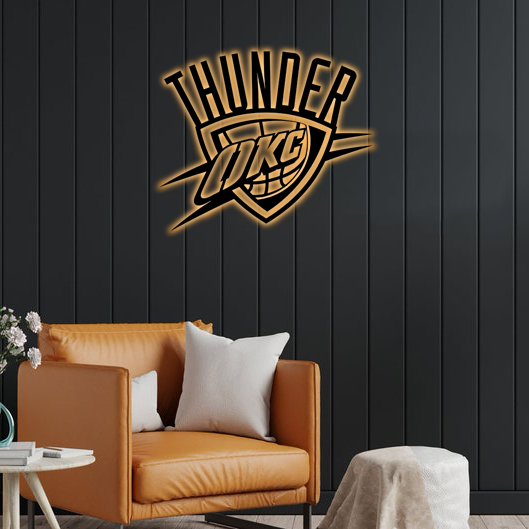 NBA Oklahoma City Thunder Logo RGB Led Lights Metal Wall Art