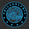 NBA Philadelphia 76ers Logo RGB Led Lights Metal Wall Art