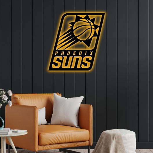 NBA Phoenix Suns Logo RGB Led Lights Metal Wall Art