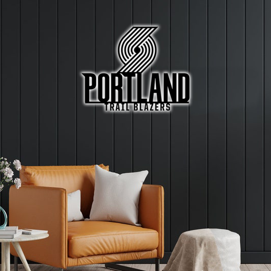 NBA Portland Trail Blazers Logo RGB Led Lights Metal Wall Art