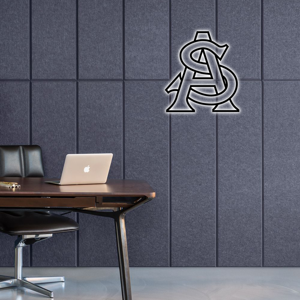 NCAA Baseball Arizona State Sun Devils Logo RGB Led Lights Metal Wall Art