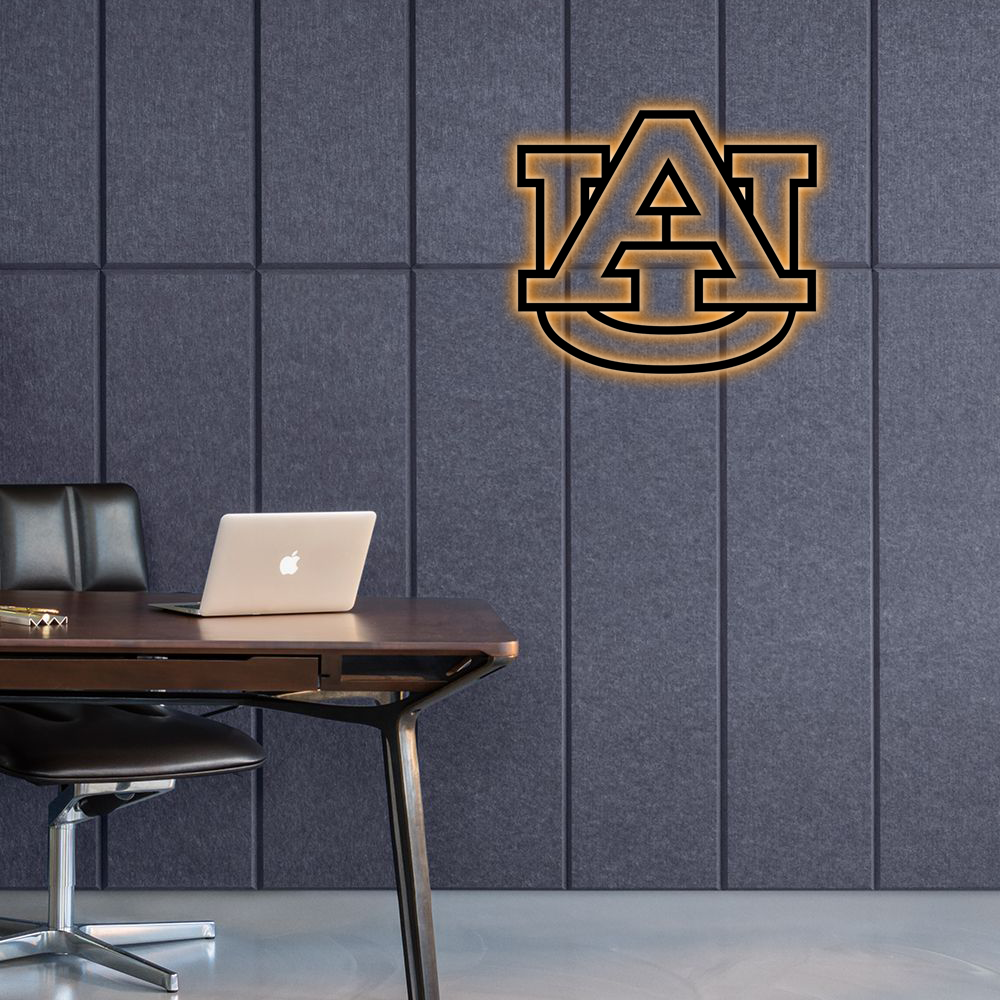 NCAA Baseball Auburn Tigers Logo RGB Led Lights Metal Wall Art
