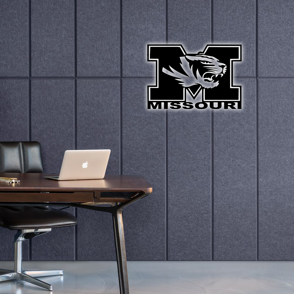 NCAA Basketball Missouri Tigers Logo RGB Led Lights Metal Wall Art