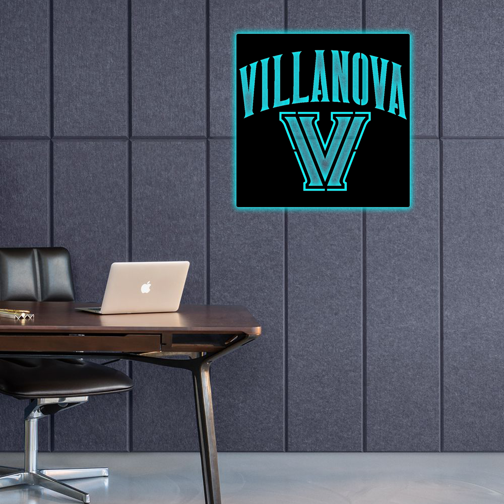 NCAA Basketball Villanova Wildcats Logo RGB Led Lights Metal Wall Art