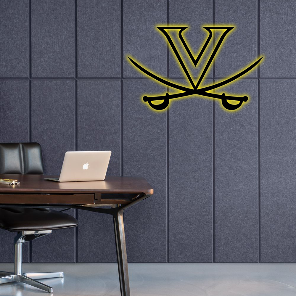NCAA Basketball Virginia Cavaliers Logo RGB Led Lights Metal Wall Art