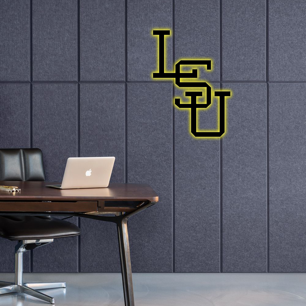 NCAA Baseball LSU Tigers Logo RGB Led Lights Metal Wall Art