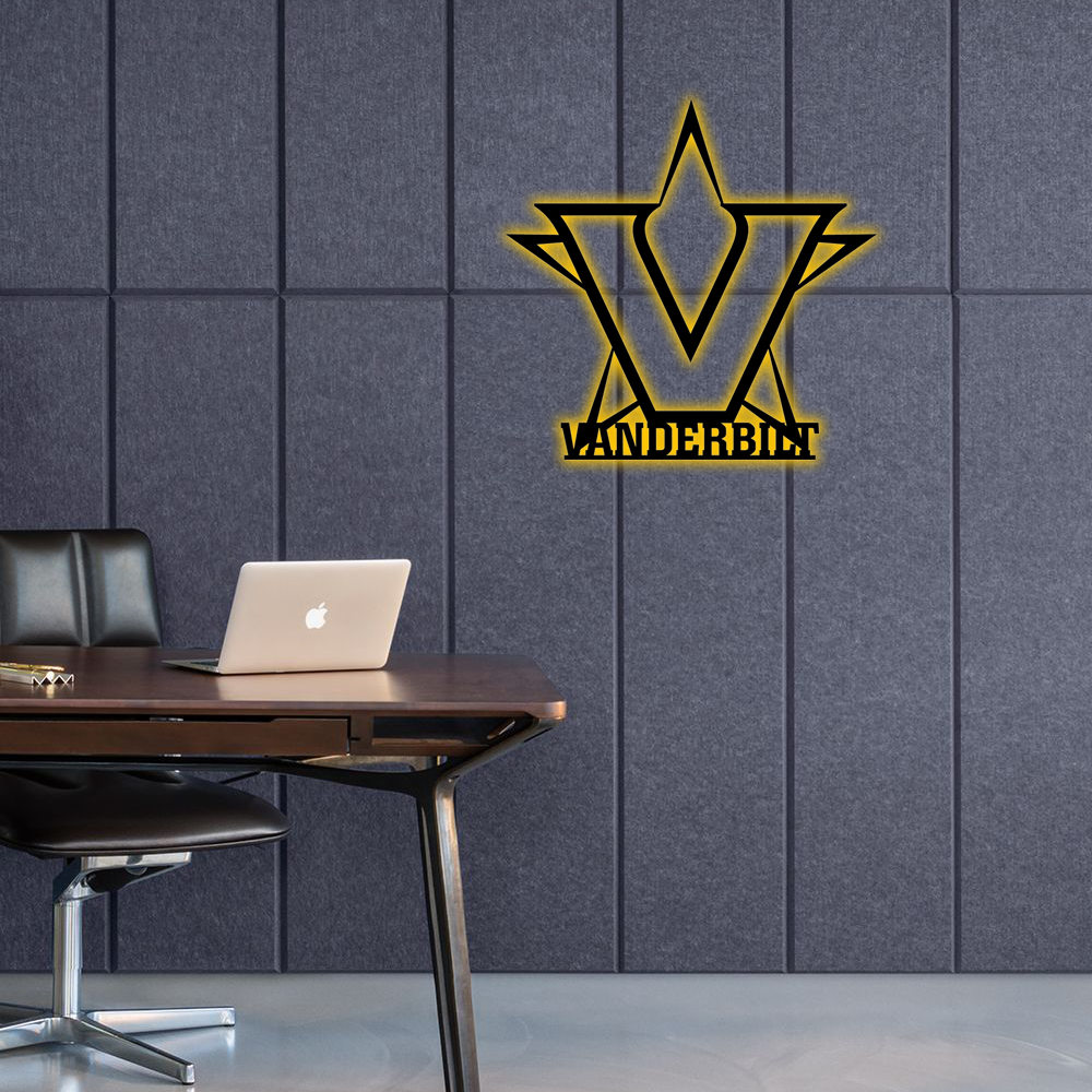 NCAA Baseball Vanderbilt Commodores Logo RGB Led Lights Metal Wall Art
