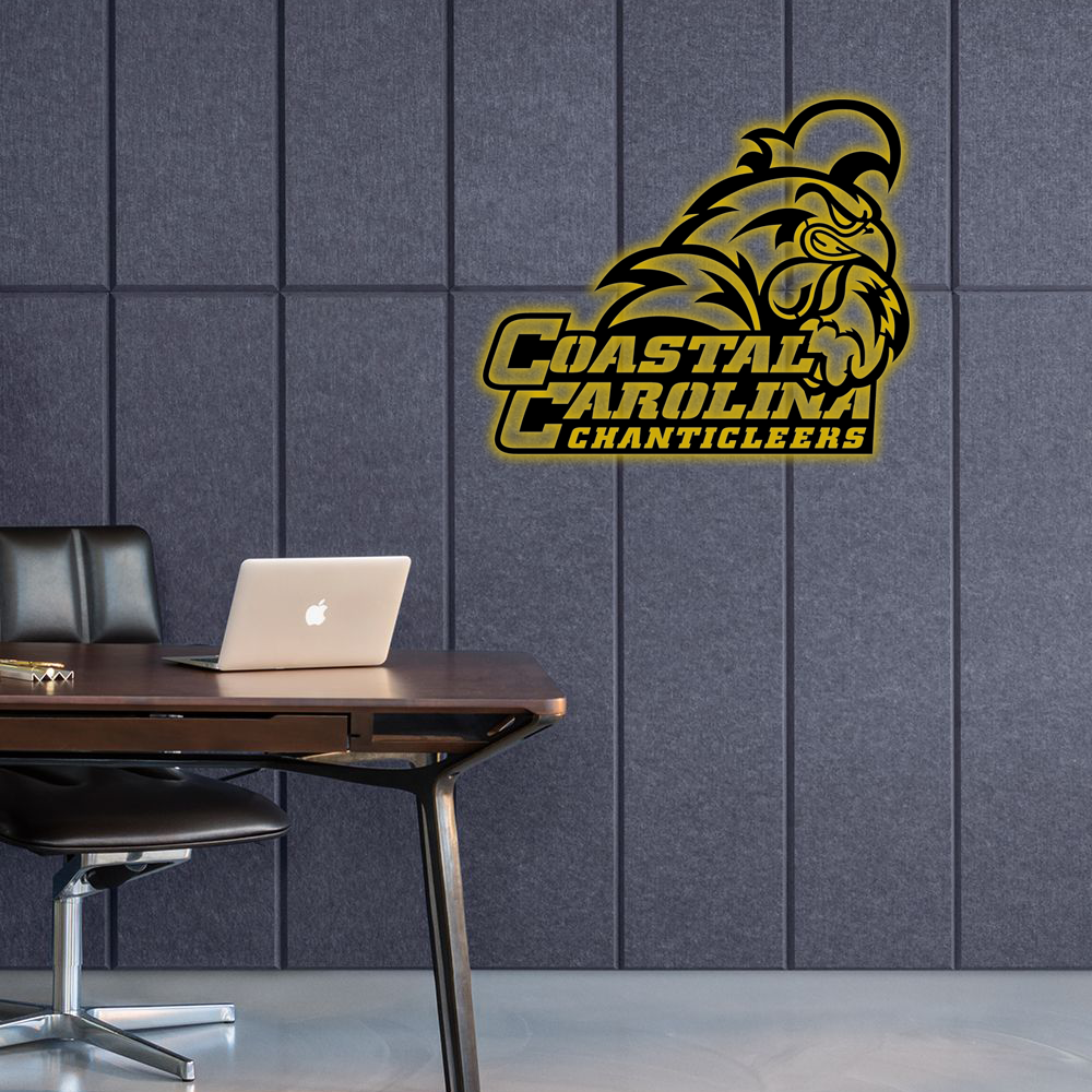 NCAA Football Coastal Carolina Chanticleers Logo RGB Led Lights Metal Wall Art