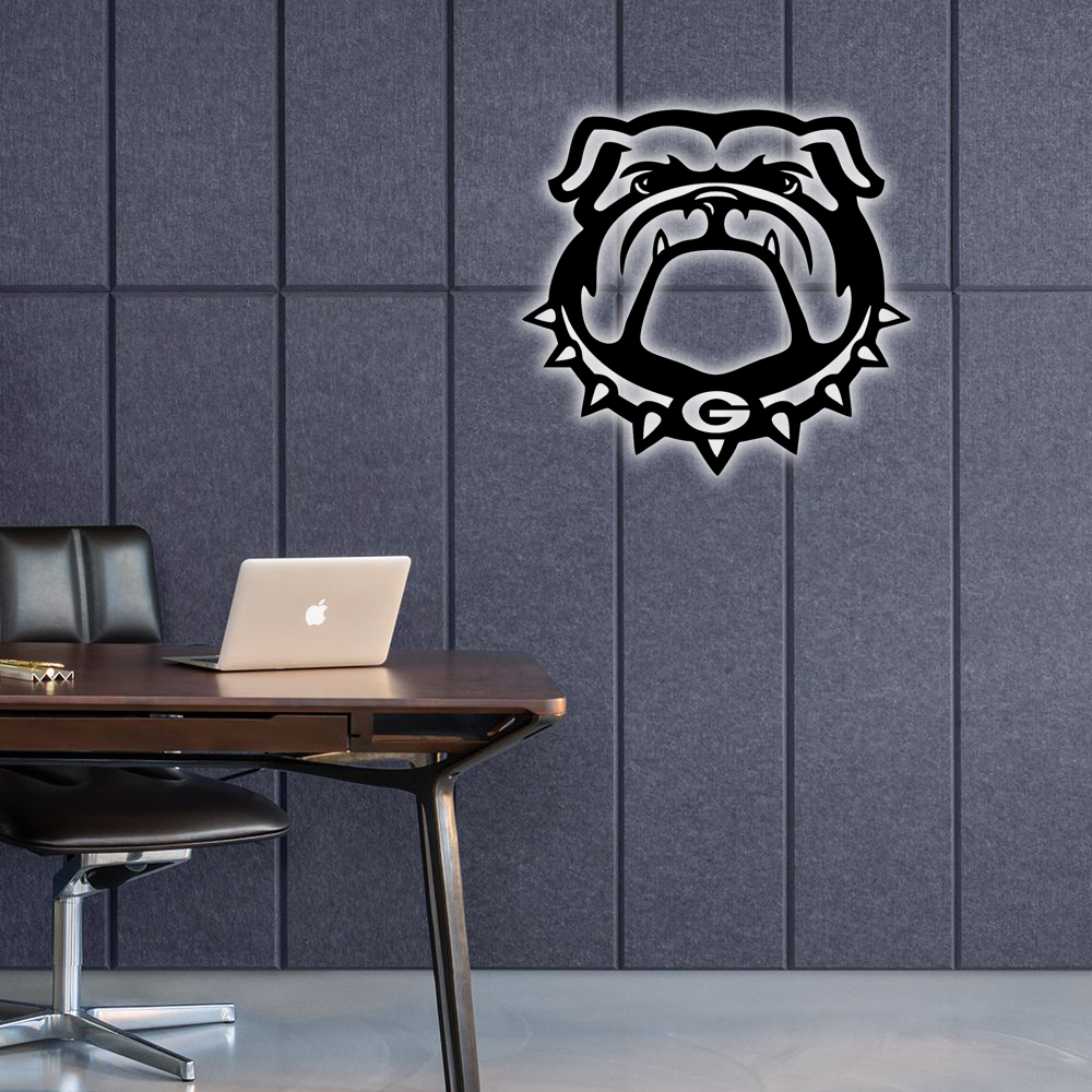 NCAA Football Georgia Bulldogs Logo RGB Led Lights Metal Wall Art