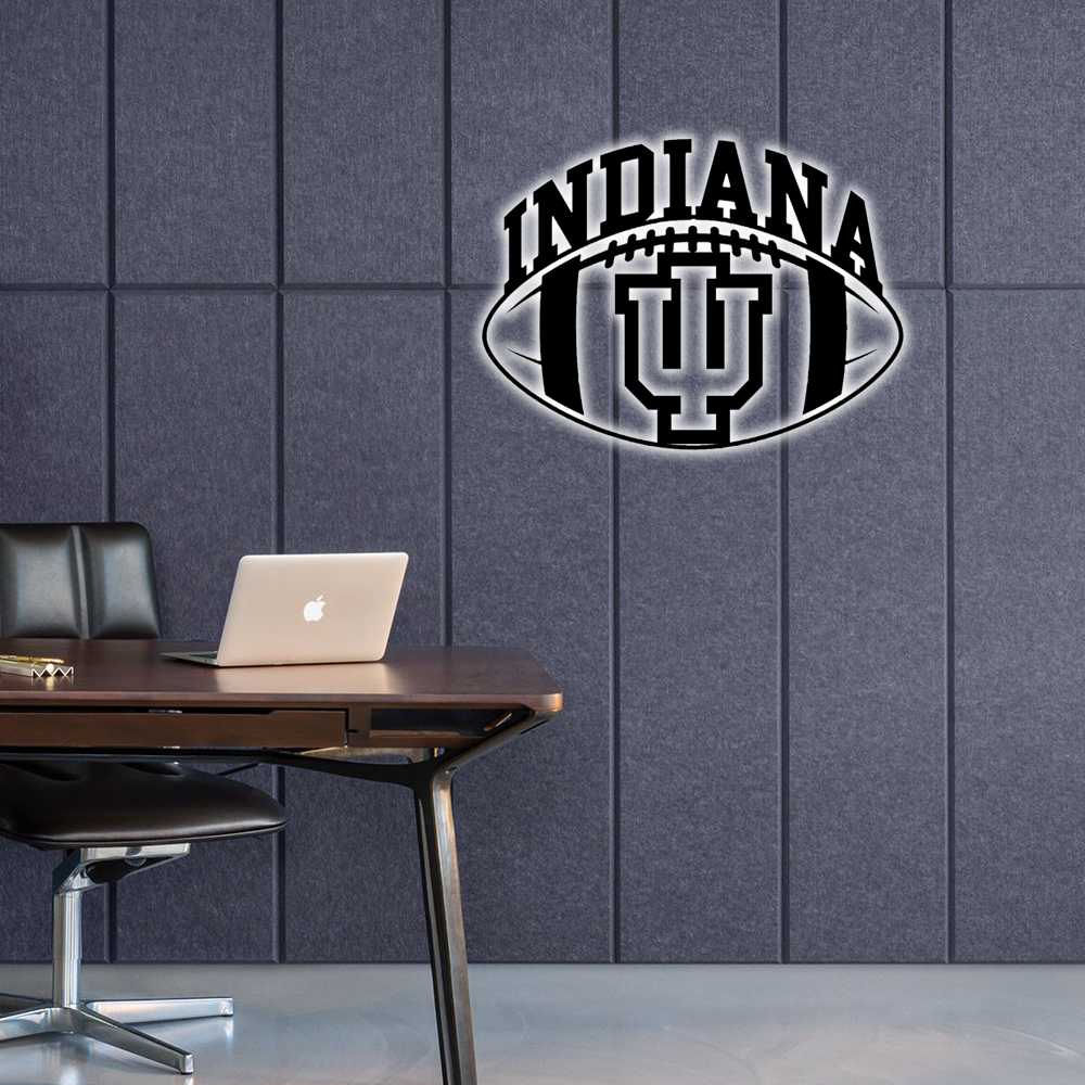 NCAA Football Indiana Hoosiers Logo RGB Led Lights Metal Wall Art