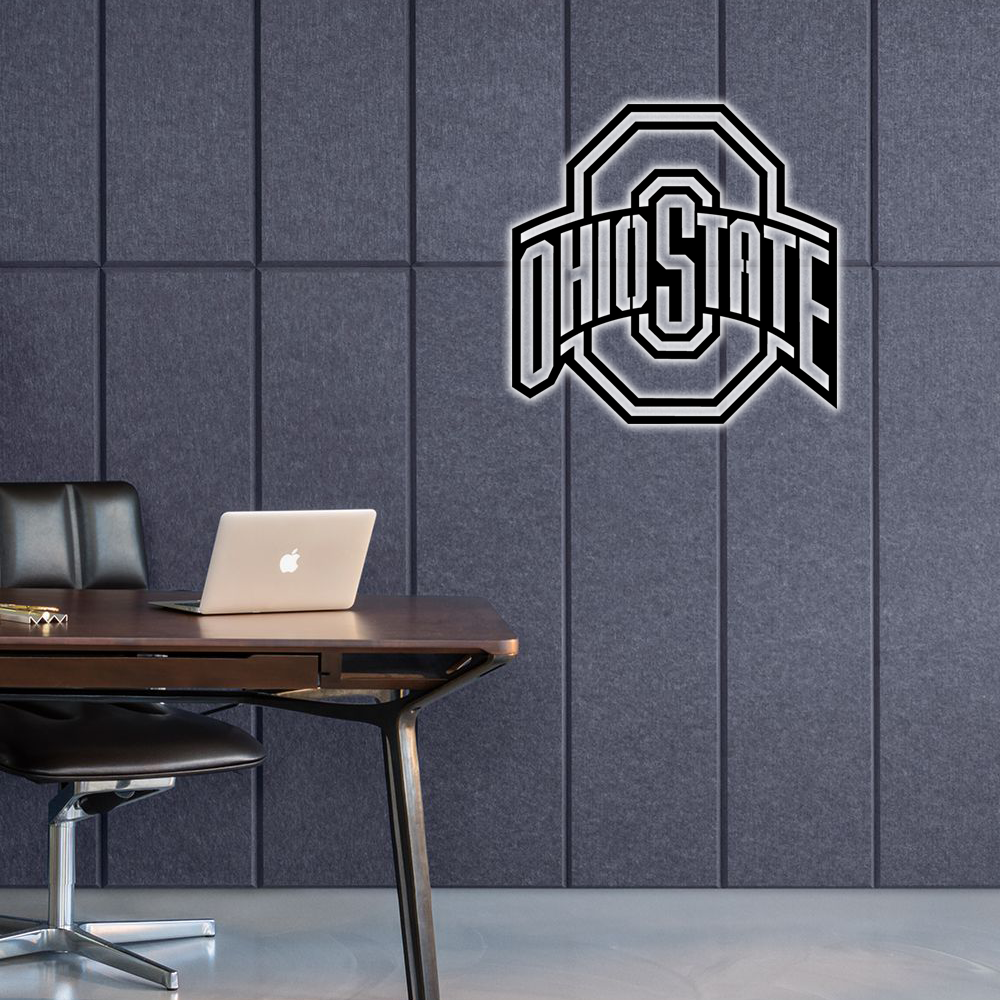 NCAA Football Ohio State Buckeyes Logo RGB Led Lights Metal Wall Art