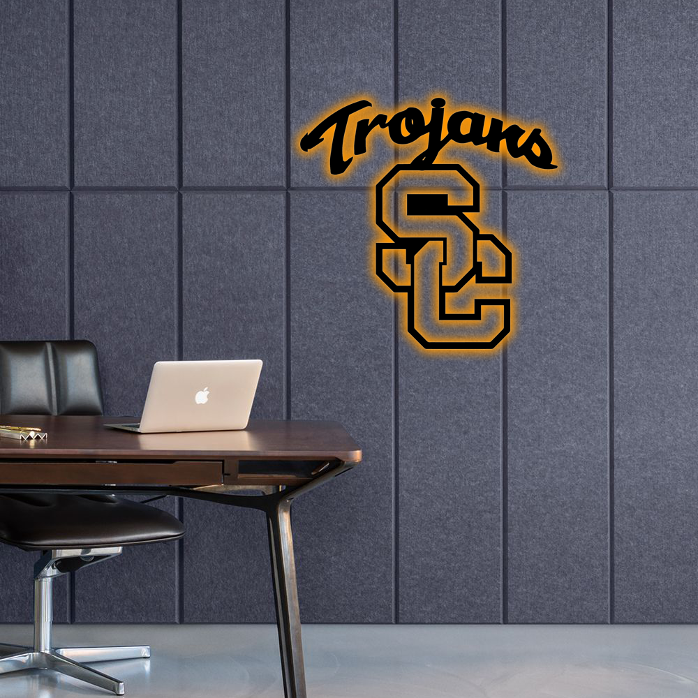 NCAA Football USC Trojans Logo RGB Led Lights Metal Wall Art