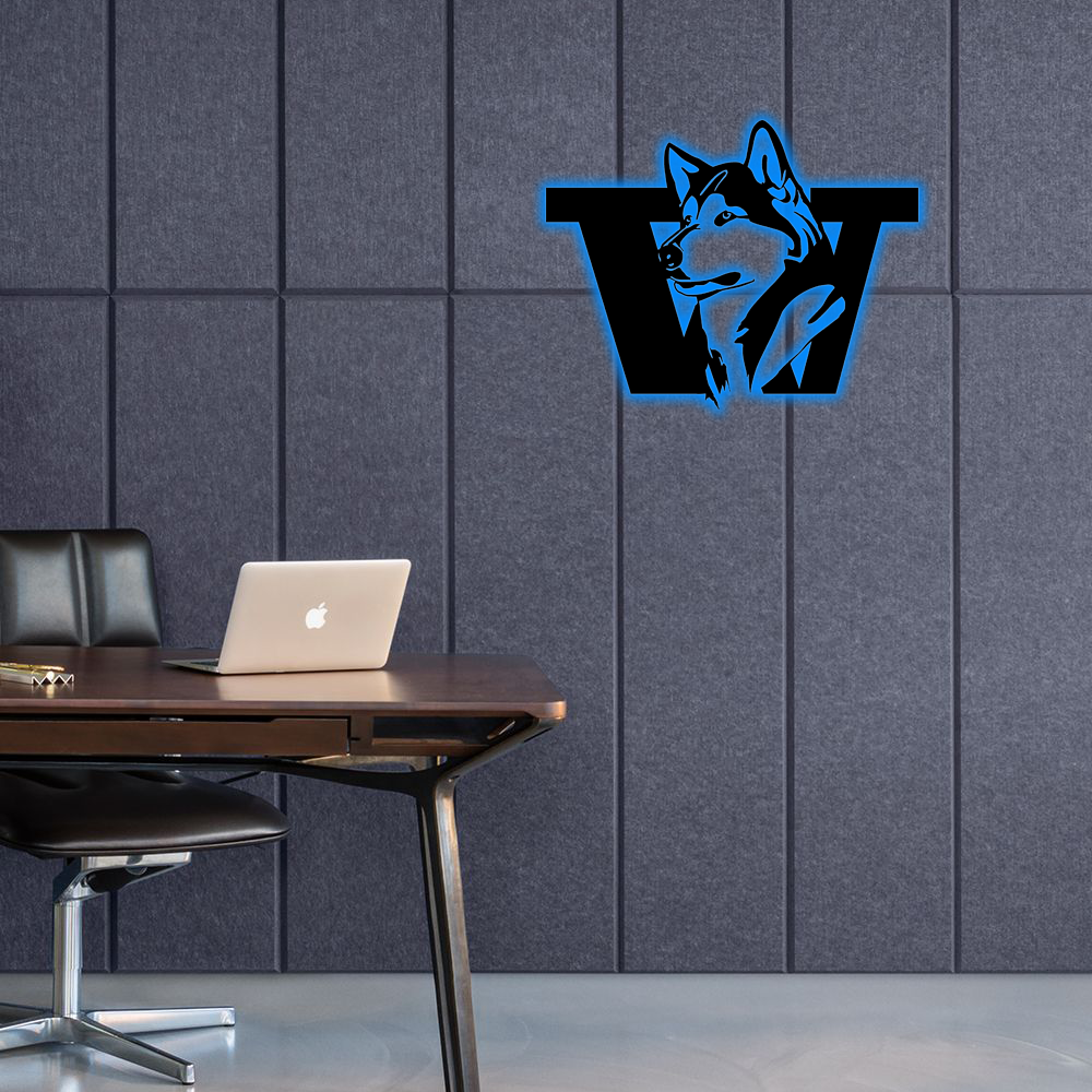 NCAA Football Washington Huskies Logo RGB Led Lights Metal Wall Art