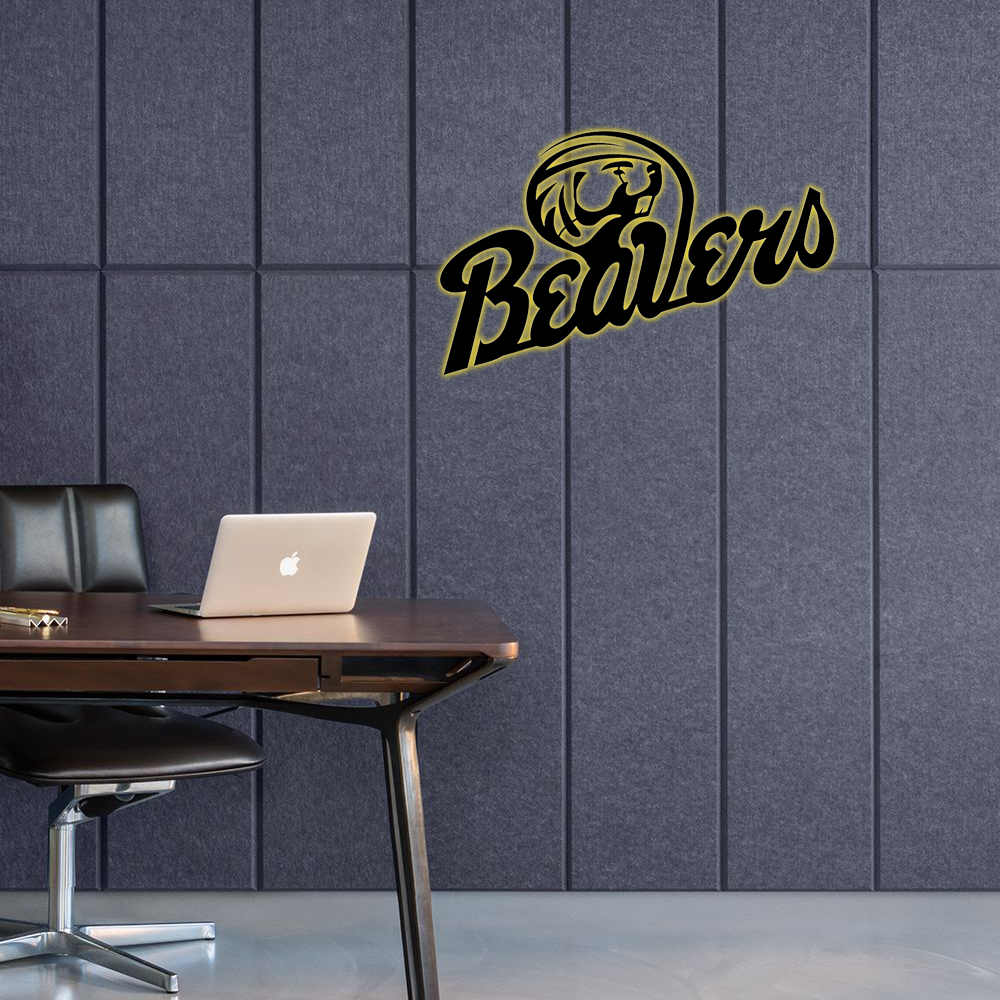 NCAA Hockey Bemidji State Beavers Logo RGB Led Lights Metal Wall Art