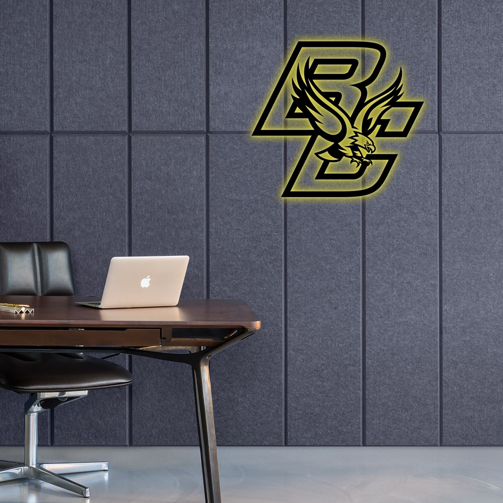 NCAA Hockey Boston College Eagles Logo RGB Led Lights Metal Wall Art