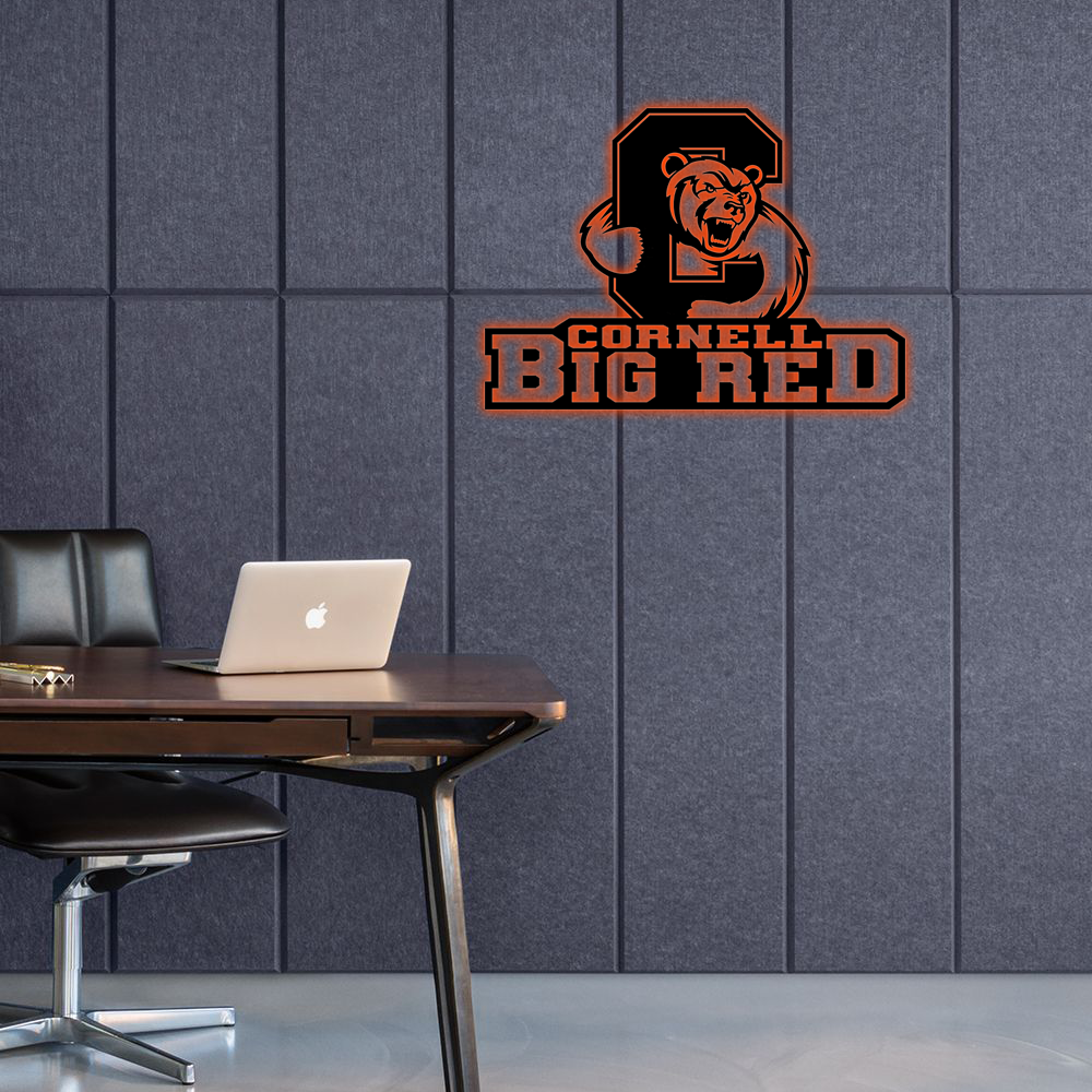 NCAA Hockey Cornell Big Red Logo RGB Led Lights Metal Wall Art