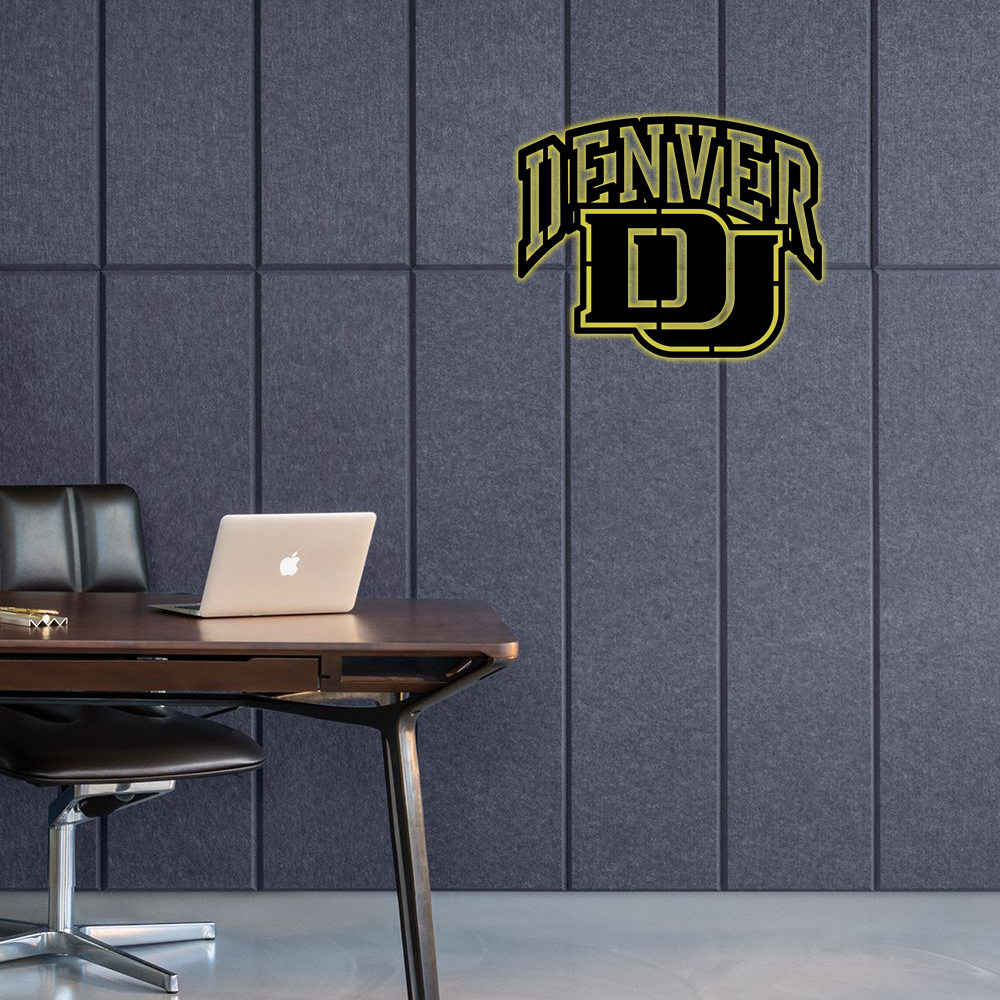 NCAA Hockey Denver Pioneers Logo RGB Led Lights Metal Wall Art