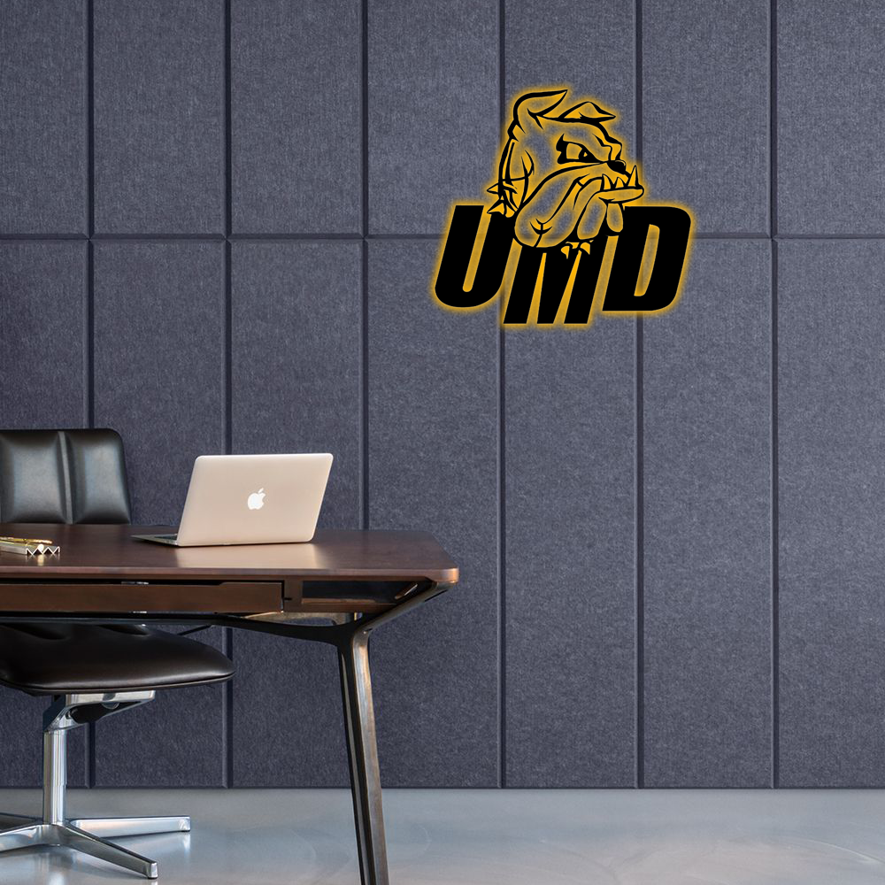 NCAA Hockey Minnesota Duluth Bulldogs Logo RGB Led Lights Metal Wall Art