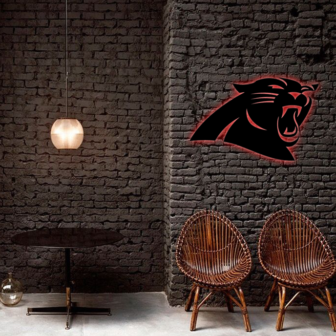 NFC Carolina Panthers Logo RGB Led Lights Metal Wall Art