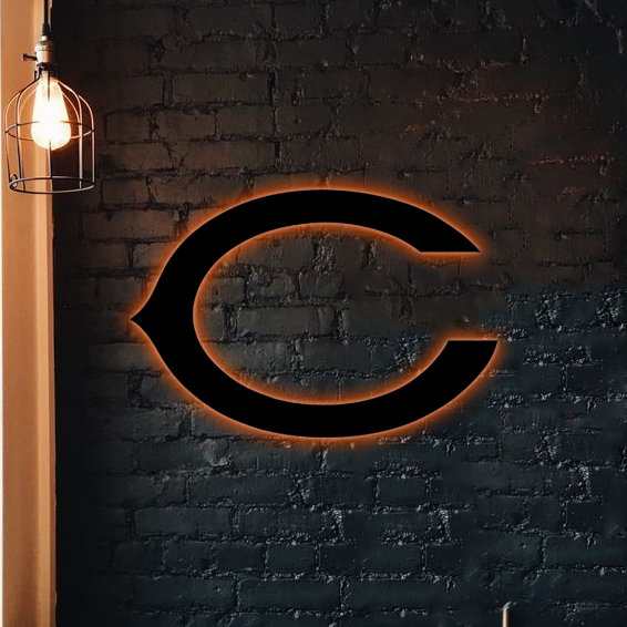 NFC Chicago Bears Logo RGB Led Lights Metal Wall Art