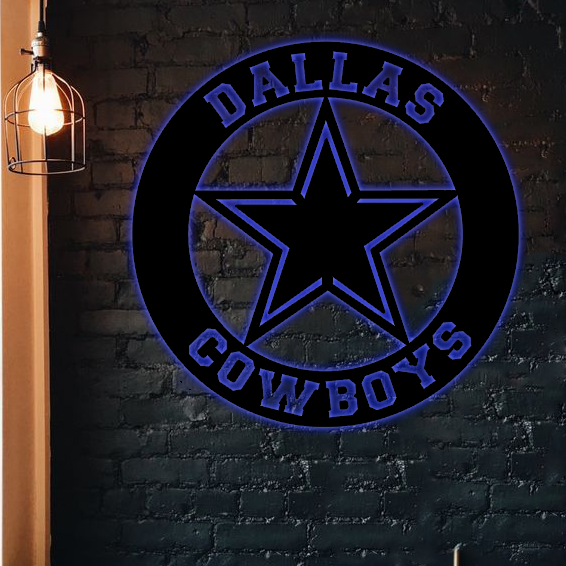 NFC Dallas Cowboys Logo RGB Led Lights Metal Wall Art