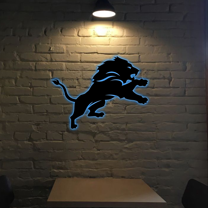 NFC Detroit Lions Logo RGB Led Lights Metal Wall Art