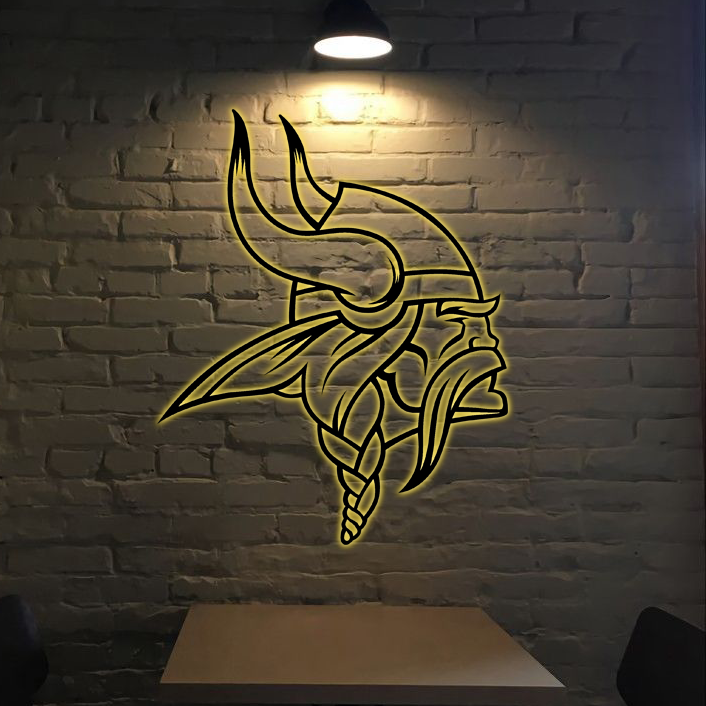 NFC Minnesota Vikings Logo RGB Led Lights Metal Wall Art