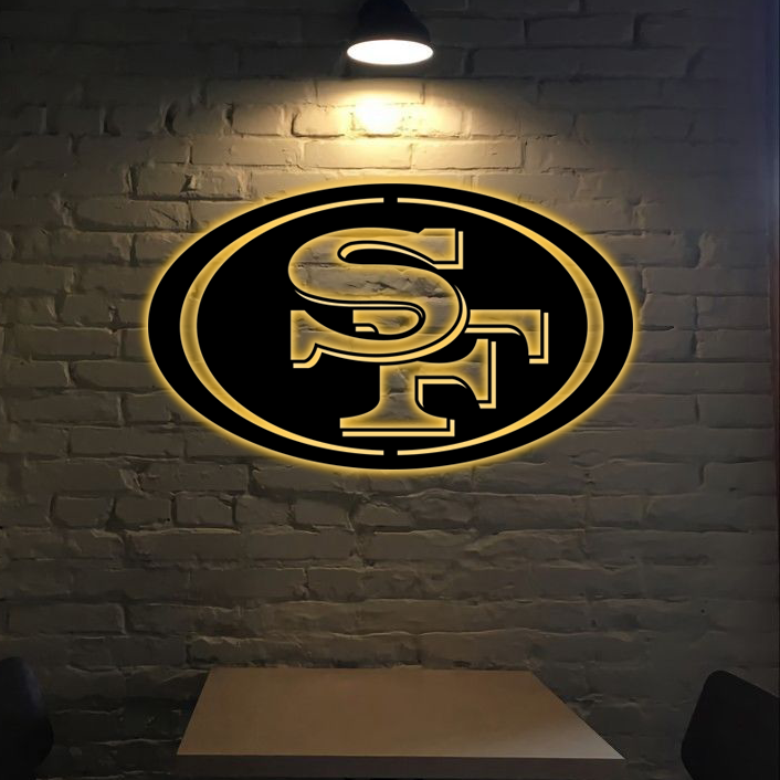 NFC San Francisco 49ers Logo RGB Led Lights Metal Wall Art