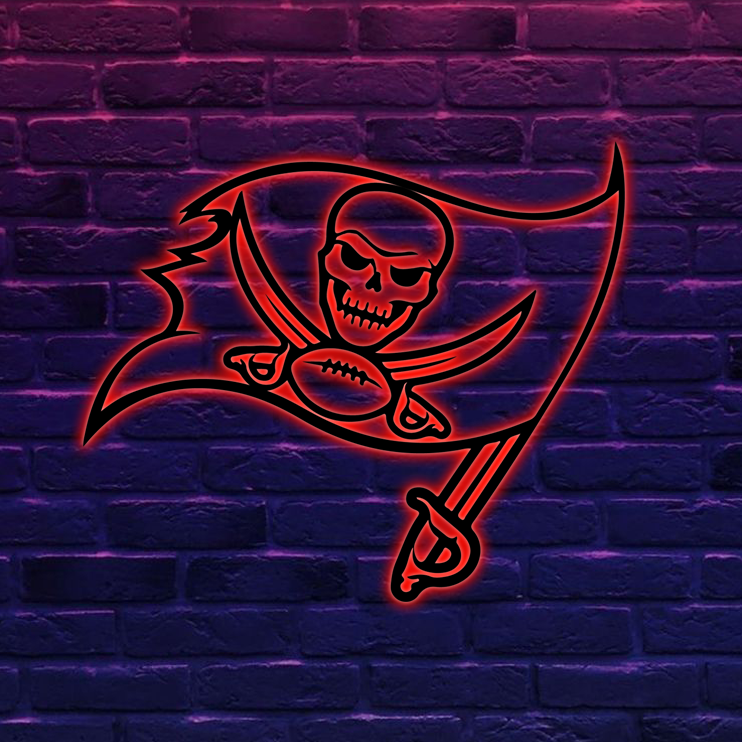 NFC Tampa Bay Buccaneers Logo RGB Led Lights Metal Wall Art