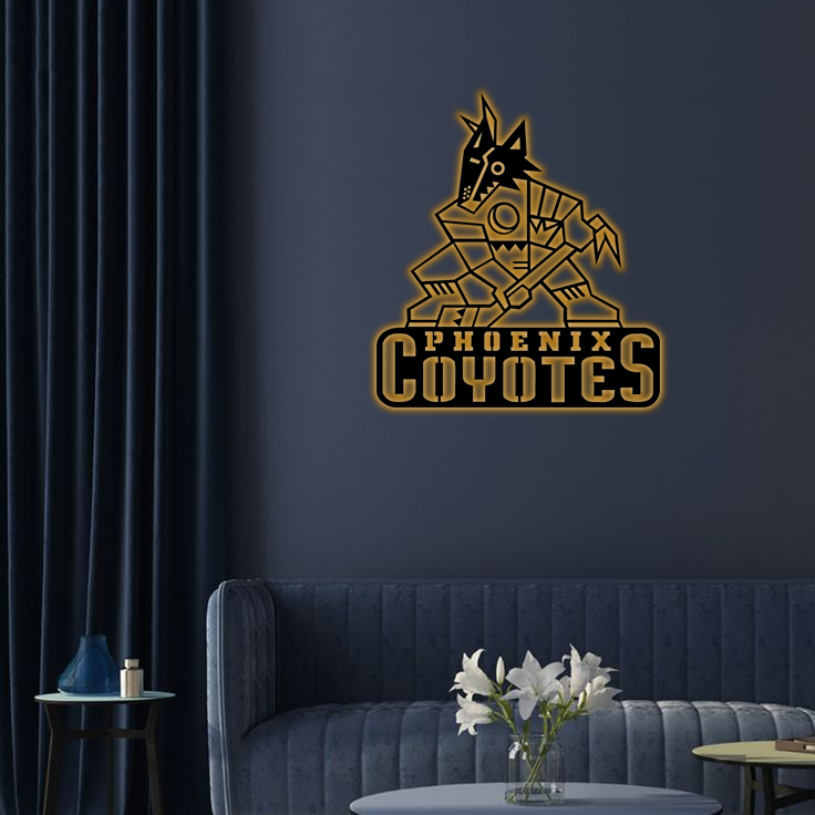 NHL Arizona Coyotes Logo RGB Led Lights Metal Wall Art