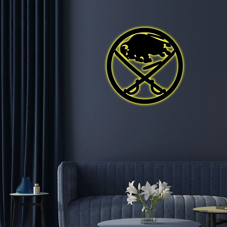 NHL Buffalo Sabres Logo RGB Led Lights Metal Wall Art