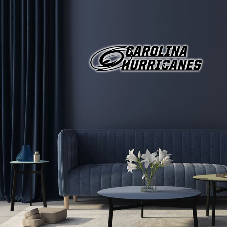 NHL Carolina Hurricanes Logo RGB Led Lights Metal Wall Art