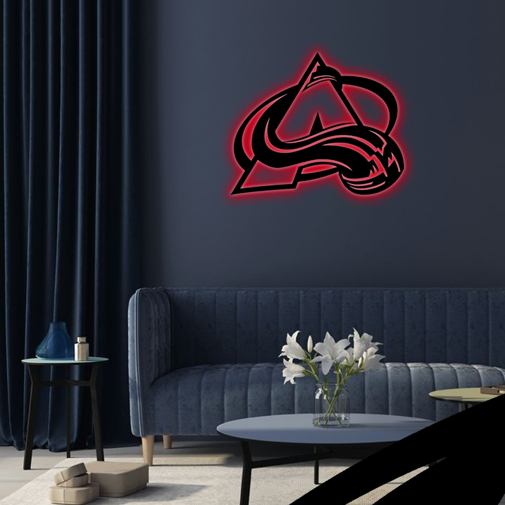 NHL Colorado Avalanche Logo RGB Led Lights Metal Wall Art