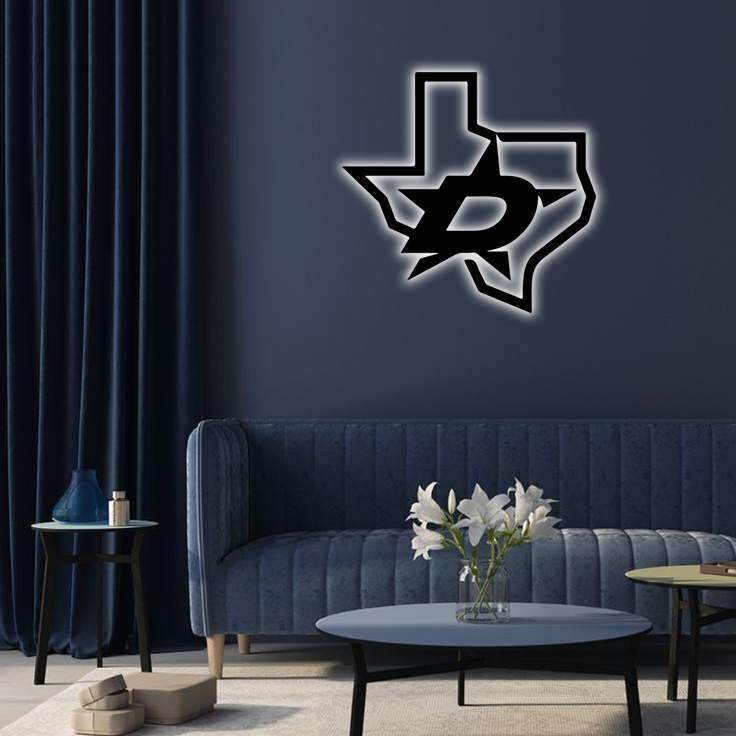 NHL Dallas Stars Logo RGB Led Lights Metal Wall Art