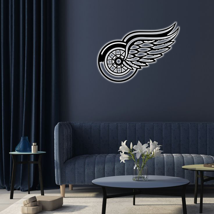 NHL Detroit Red Wings Logo RGB Led Lights Metal Wall Art