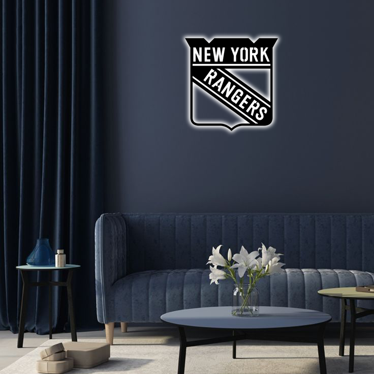 NHL New York Rangers Logo RGB Led Lights Metal Wall Art