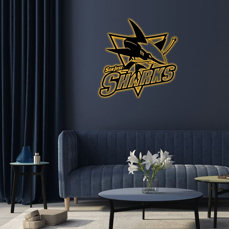NHL San Jose Sharks Logo RGB Led Lights Metal Wall Art