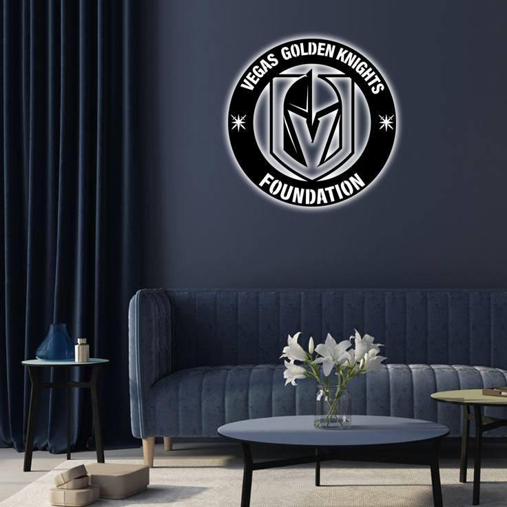 NHL Vegas Golden Knights Logo RGB Led Lights Metal Wall Art